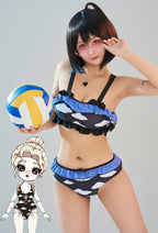 [Officially Licensed] Fluffy Cloud Women Dark Black Purple Cloud Ruffles Two Piece Swimsuit - Women S