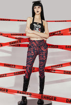 [Officially Licensed] Emily the Strange Micotaku Emily High Waist Leggings Stretchy Black Red Women - Women XXL