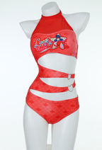 Officially Licensed Miraculous AquaBug Swimsuit | Women's Heart Ring Cut-Out One-Piece Bathing Suit - Women XL