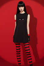 [Officially Licensed] Emily the Strange Emily Cosplay Costume Cat Print Dress for Halloween - Women L