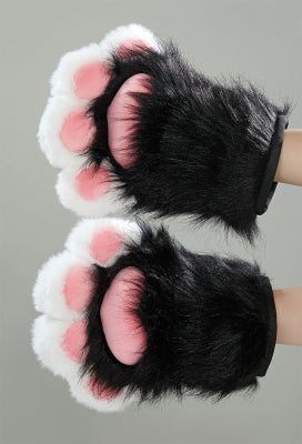 Micotaku Fluffy Furry Costume Paw Gloves Cute Plush Cat Paw Gloves - #2