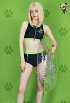 Officially Licensed Miraculous Ladybug Costume Kwami Plagg Printed Two-Piece Swimsuit - Women S