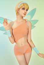 Officially Licensed Winx Club Stella Cosplay Halloween Fairy Costume | Orange Tops & Skirt with Fairy Wings - Women S