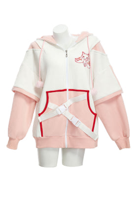 Officially Licensed Puella Magi Madoka Magica Kyubey Paw Hoodie - L/XL
