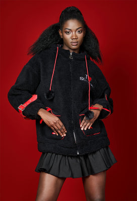 [Officially Licensed] Emily the Strange Micotaku I Love Strange Hooded Polar Fleece Jacket - L/XL