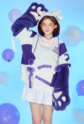 [Officially Licensed] Goodnight Pajamals Cow Momo Paw Hoodie - L/XL