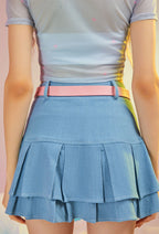 Officially Licensed Winx Club Costume Mini Skirt Y2K | High Waist Blue Denim Casual Fitted Hem Layered Skirt - Women M