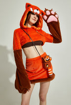 Micotaku Red Panda Paw Hoodie Skirt Set Daily Wear - Women XL