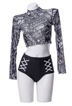 Emily the Strange Emily's Dark Rebellion Long Sleeves Print Swimsuit Cover Up - Women S