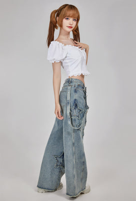 Micotaku Loose Fit Casual Denim Jeans - Women L