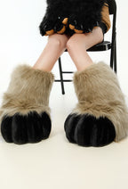 Plush Furry Boots Fursuit Costume Paw Shoes Halloween Accessories - One Size