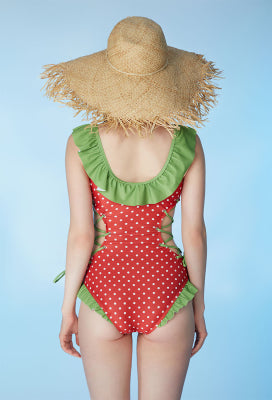 Officially Licensed Strawberry Shortcake × Micotaku Strawberry Print One Piece Swimsuit - Women XL