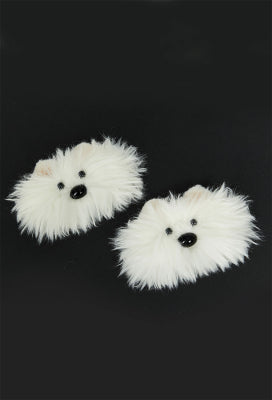 Micotaku West Highland White Terrier Pomeranian Westie White Puppy Hair Clip Cute Plush Hairpin Hair Accessory - One Size