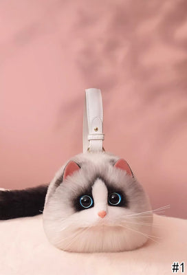 Faux Fur Cat Shoulder Bag Various Cat Types Design Bag Medium Size - #3