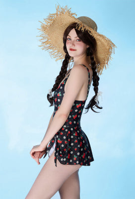 Officially Licensed Strawberry Shortcake × Micotaku Retro Polka Dot Swim Dress - Women M