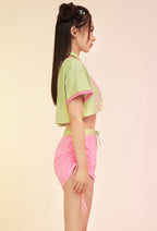 Officially Licensed Winx Club Costume | Women's Flora Printed T-shirt and Shorts with Choker Loungerwear - Women L