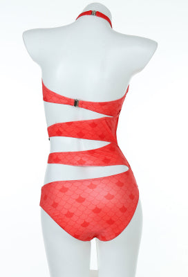 Officially Licensed Miraculous AquaBug Swimsuit | Women's Heart Ring Cut-Out One-Piece Bathing Suit - Women L