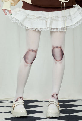 Micotaku Doll Joint Printed Stockings Thickened Pantyhose Stockings Women Accessories 2 Pairs - One Size