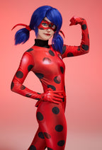 Officially Licensed Miraculous Ladybug Cosplay Costume Screen Print Jumpsuit for Halloween Costume - Women XS