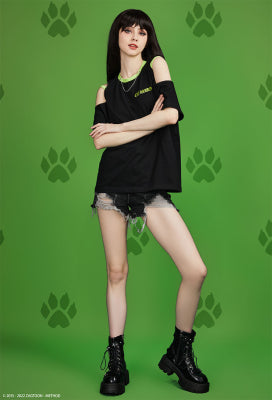 Officially Licensed Miraculous Cat Noir Costume 'Claws Out' Printed T-Shirt Daily Wear - Women M