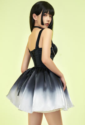 Sparkle Homecoming Prom Black Dress Women Ruffle Mesh Party Short Cocktail Dresses - Women XL