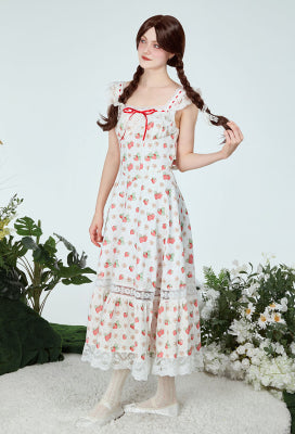 Officially Licensed Strawberry Shortcake × Micotaku Women Midi Dress Daily Wear - Women XL