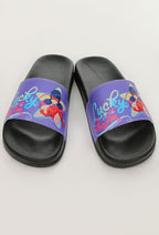 Officially Licensed Miraculous Ladybug Slides | Women's Black and Purple Aqua Print Sandals Non-Slip Shoes - US women 7