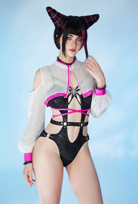 Officially Licensed Street Fighter 6 Juri Inspired One-Piece Swimsuit - Women XL