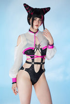 Officially Licensed Street Fighter 6 Juri Inspired One-Piece Swimsuit - Women XL